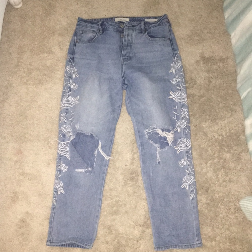 Print high waisted jeans